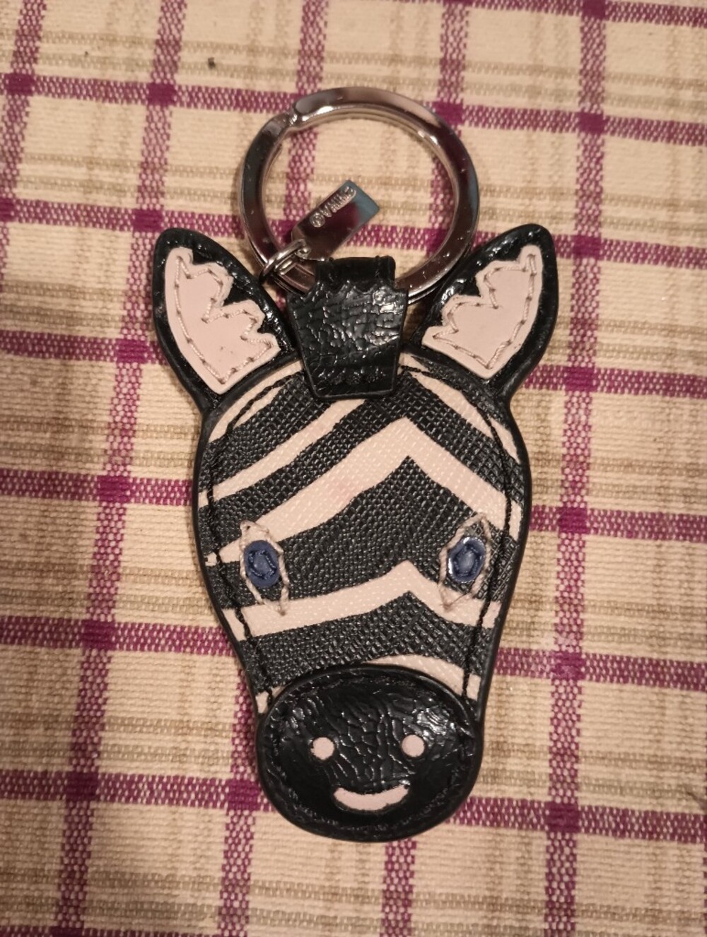 Vintage Coach Leather Zebra Head Bag Charm Keychain Key Fob Rare EUC